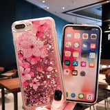 Glitter Liquid Dynamic Quicksand Flowers Phone Case Back Cover - iPhone 11 Pro Max/11 Pro/11/XS Max/XR/XS/X/8 Plus/8/7 Plus/7 - halloladies