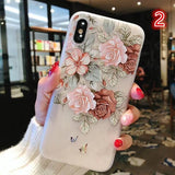 3D Retro Relief Flower Phone Case Back Cover for iPhone 11/11 Pro/11 Pro Max/XS Max/XR/XS/X/8 Plus/8/7 Plus/7 - halloladies
