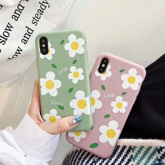 Daisy Flower Letters Love Phone Case Back Cover for iPhone XS Max/XR/XS/X/8 Plus/8/7 Plus/7/6s Plus/6s/6 Plus/6 - halloladies