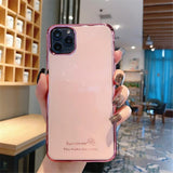 Electroplated Solid Color Letters Transparent Soft Phone Case Back Cover - iPhone 11/11 Pro/11 Pro Max/XS Max/XR/XS/X/8 Plus/8/7 Plus/7 - halloladies