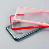 Candy Color Edge Matte Transparent Hard Acrylic Phone Case Back Cover for iPhone 12 Pro Max/12 Pro/12/12 Mini/SE/11 Pro Max/11 Pro/11/XS Max/XR/XS/X/8 Plus/8 - halloladies