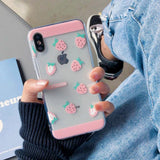 Simple Daisy Flower Strawberry Transparent Soft Phone Case Back Cover - iPhone 11/11 Pro/11 Pro Max/XS Max/XR/XS/X/8 Plus/8/7 Plus/7 - halloladies