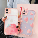 Sweet Fruit Strawberry Matte Soft Phone Case Back Cover for iPhone 12 Pro Max/12 Pro/12/12 Mini/SE/11 Pro Max/11 Pro/11/XS Max/XR/XS/X/8 Plus/8 - halloladies