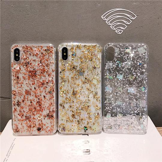 Glitter Foil Shell Phone Case Back Cover for IPhone XS Max/XR/XS/X/8 Plus/8/7 Plus/7/6s Plus/6s/6 Plus/6 - halloladies