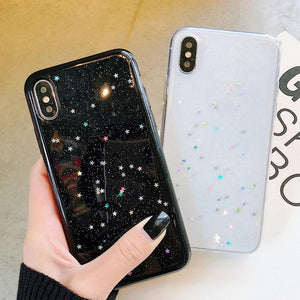 Shiny Powder Little Colorful Star Soft iPhone Case Back Cover for iPhone 11 Pro Max/11 Pro/11/XS Max/XR/XS/X/8 Plus/8/7 Plus/7 - halloladies