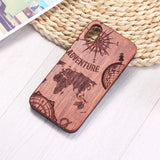 Engraved World Map Travel Adventure Wood Phone Case Back Cover - iPhone 11/11 Pro/11 Pro Max/XS Max/XR/XS/X/8 Plus/8/7 Plus/7 - halloladies
