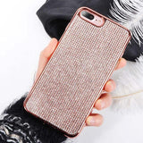 Fashion Bling Rhinestone Plating Edge Soft Phone Case Back Cover - iPhone 11/11 Pro/11 Pro Max/XS Max/XR/XS/X/8 Plus/8/7 Plus/7 - halloladies