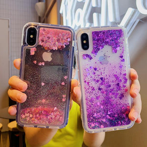 Liquid Quicksand Bling Love Heart Star Soft Phone Case Back Cover - iPhone 11/11 Pro/11 Pro Max/XS Max/XR/XS/X/8 Plus/8/7 Plus/7 - halloladies