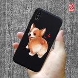 Cute Corgi Black Phone Case Back Cover - iPhone 11/11 Pro/11 Pro Max/XS Max/XR/XS/X/8 Plus/8/7 Plus/7 - halloladies