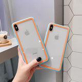 Candy Contrast Color Transparent Tempered Glass Phone Case Back Cover for iPhone 11/11 Pro/11 Pro Max/XS Max/XR/XS/X/8 Plus/8/7 Plus/7 - halloladies