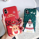 Cartoon Bear Christmas Elk with Ring Holder Phone Case Back Cover for iPhone 11/11 Pro/11 Pro Max/XS Max/XR/XS/X/8 Plus/8/7 Plus/7 - halloladies