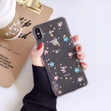 Bling Star Diamond Clear Soft Phone Case Back Cover - iPhone 11/11 Pro/11 Pro Max/XS Max/XR/XS/X/8 Plus/8/7 Plus/7 - halloladies