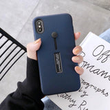 Solid Color Hide Stand Finger Loop Strap Phone Case Back Cover - iPhone 11/11 Pro/11 Pro Max/XS Max/XR/XS/X/8 Plus/8/7 Plus/7 - halloladies