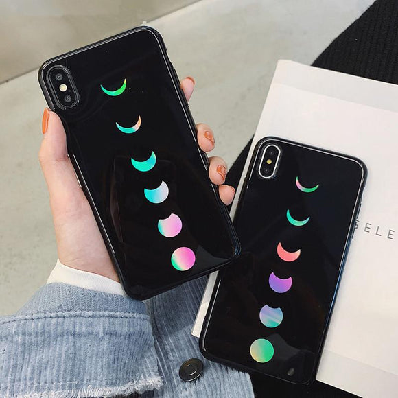 Vintage Laser Moon Eclipse Gradient Phone Case Back Cover - iPhone 11 Pro Max/11 Pro/11/XS Max/XR/XS/X/8 Plus/8 - halloladies