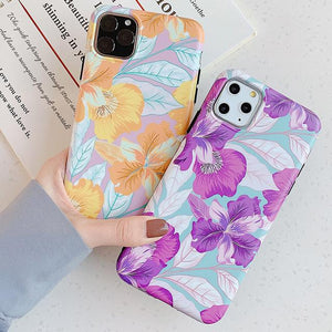 Retro Flower & Leaves Soft Phone Case Back Cover - iPhone 11/11 Pro/11 Pro Max/XS Max/XR/XS/X/8 Plus/8/7 Plus/7 - halloladies