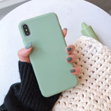 Simple Solid Color Matte Soft TPU Phone Case Back Cover for iPhone 11/11 Pro/11 Pro Max/XS Max/XR/XS/X/8 Plus/8/7 Plus/7 - halloladies