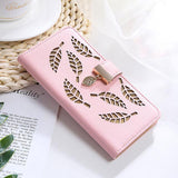 Candy Color Leaf Leather Flip Wallet Card Holder Phone Case Back Cover for iPhone 11 Pro Max/11 Pro/11/XS Max/XR/XS/X/8 Plus/8/7 Plus/7 - halloladies