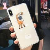 Cute Cartoon Animal Giraffe Clear Phone Case Back Cover - iPhone 12 Pro Max/12 Pro/12/12 Mini/SE/11 Pro Max/11 Pro/11/XS Max/XR/XS/X/8 Plus/8 - halloladies