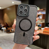 Luxury Magnetic Glitter Plating Cute Bling Phone Case Compatible with MagSafe Supporting Wireless Charging