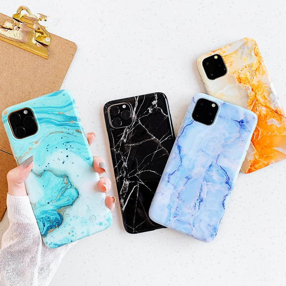 Simple Marble Soft Phone Case Back Cover - iPhone 11 Pro Max/11 Pro/11/XS Max/XR/XS/X/8 Plus/8/7 Plus/7 - halloladies