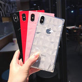 Diamond Pattern Monochrome Square Silicone Phone Case Back Cover for IPhone XS Max/XR/XS/X/8 Plus/8/7 Plus/7/6s Plus/6s/6 Plus/6 - halloladies