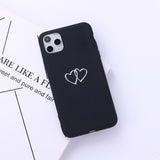 Simple Candy Color Double Hollow Love Heart Soft Phone Case Back Cover - iPhone 11/11 Pro/11 Pro Max/XS Max/XR/XS/X/8 Plus/8/7 Plus/7 - halloladies