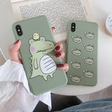 Cartoon Cute Crocodile Soft TPU Phone Case Back Cover for iPhone 11/11 Pro/11 Pro Max/XS Max/XR/XS/X/8 Plus/8/7 Plus/7 - halloladies