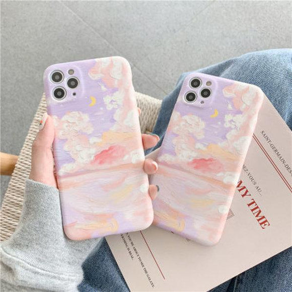 Literary Cloud Oil Painting Soft Phone Case Back Cover for iPhone 12 Pro Max/12 Pro/12/12 Mini/SE/11 Pro Max/11 Pro/11/XS Max/XR/XS/X/8 Plus/8 - halloladies