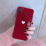 Glitter Love Heart Simple Soft IMD Phone Case Back Cover - iPhone 11 Pro Max/11 Pro/11/XS Max/XR/XS/X/8 Plus/8/7 Plus/7 - halloladies