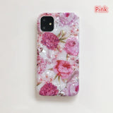 Shell Texture Bright Flower Phone Case Back Cover for iPhone 11/11 Pro/11 Pro Max/XS Max/XR/XS/X/8 Plus/8/7 Plus/7 - halloladies