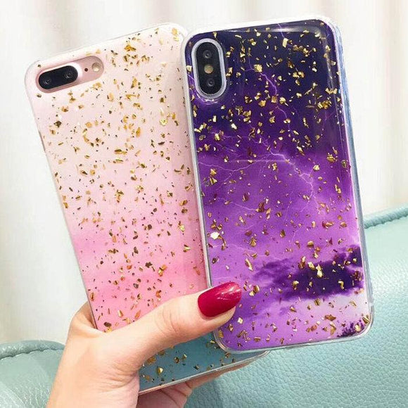 Glitter Gold Foil Gradient TPU Phone Case Back Cover for iPhone 11/11 Pro/11 Pro Max/XS Max/XR/XS/X/8 Plus/8/7 Plus/7 - halloladies