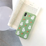 Cute Rabbit And Carrot Pattern TPU Soft Phone Case Back Cover - iPhone 11 Pro Max/11 Pro/11/XS Max/XR/XS/X/8 Plus/8/7 Plus/7/6s Plus/6s/6 Plus/6 - halloladies