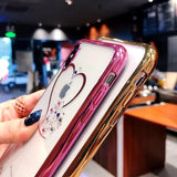 Fashion Love Heart Diamond Plating Soft TPU Phone Case Back Cover for iPhone 11/11 Pro/11 Pro Max/XS Max/XR/XS/X/8 Plus/8/7 Plus/7 - halloladies