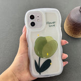 Cute Wave 3D Tulip Flower with Stand Clear Case for iPhone