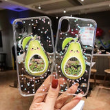 Shining Love Heart Sequins Avocado Clear Phone Case Back Cover for iPhone XS Max/XR/XS/X/8 Plus/8/7 Plus/7/6s Plus/6s/6 Plus/6 - halloladies
