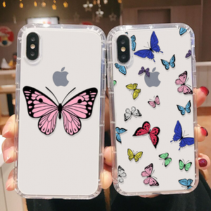 Colorful Butterfly Transparent Soft Silicone Phone Case Back Cover for iPhone 12 Pro Max/12 Pro/12/12 Mini/SE/11 Pro Max/11 Pro/11/XS Max/XR/XS/X/8 Plus/8 - halloladies