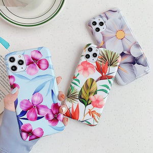 Smooth Colorful Flowers Banana Leaves Phone Case Back Cover for iPhone 11/11 Pro/11 Pro Max/XS Max/XR/XS/X/8 Plus/8/7 Plus/7 - halloladies