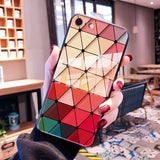 Multi-colored Grid Fashion Tempered Glass Rainbow Phone Case Back Cover for iPhone 11/11 Pro/11 Pro Max/XS Max/XR/XS/X/8 Plus/8/7 Plus/7 - halloladies