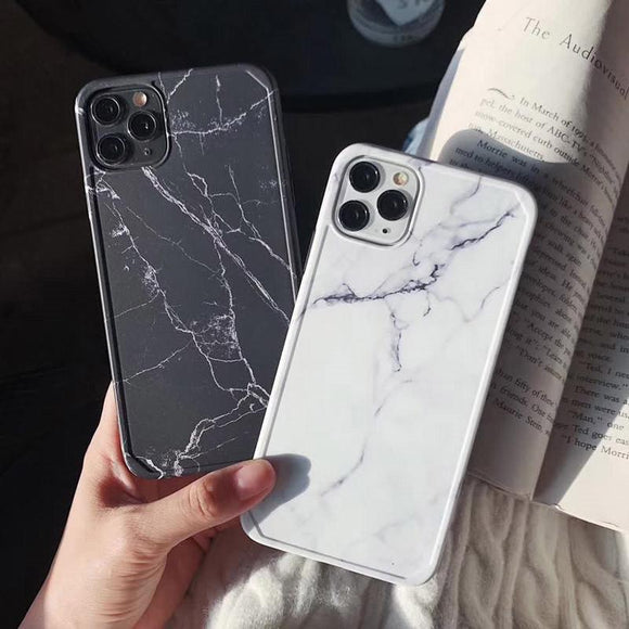 Shockproof Marble Pattern Soft Phone Case Back Cover - iPhone 11/11 Pro/11 Pro Max/XS Max/XR/XS/X/8 Plus/8/7 Plus/7 - halloladies