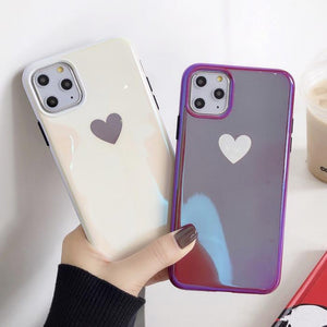 Cute Love Heart Soft Edge Phone Case Back Cover for iPhone 11 Pro Max/11 Pro/11/XS Max/XR/XS/X/8 Plus/8/7 Plus/7 - halloladies