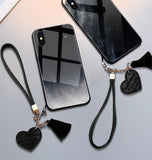 Beautiful Night Sky with Lanyard Tempered Glass Phone Case Back Cover - iPhone 11/11 Pro/11 Pro Max/XS Max/XR/XS/X/8 Plus/8/7 Plus/7 - halloladies