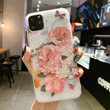 Relief Flower Soft TPU Phone Case Back Cover - iPhone 11 Pro Max/11 Pro/11/XS Max/XR/XS/X/8 Plus/8/7 Plus/7/6s Plus/6s/6 Plus/6 - halloladies