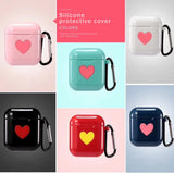 Airpods Wireless Bluetooth Earphone Cases with Pothook - Candy Color Love Heart - halloladies