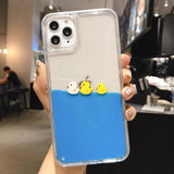 Cute Swimming Duck Liquid Quicksand Soft TPU Phone Case Back Cover for iPhone 12 Pro Max/12 Pro/12/12 Mini/SE/11 Pro Max/11 Pro/11/XS Max/XR/XS/X/8 Plus/8 - halloladies
