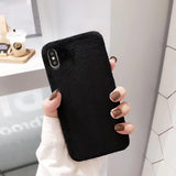 Solid Color Winter Warm Short Plush Soft TPU Phone Case Back Cover for iPhone 11 Pro Max/11 Pro/11/XS Max/XR/XS/X/8 Plus/8/7 Plus/7 - halloladies