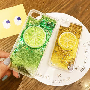 Bling Star Lemon Liquid Quicksand Soft TPU Phone Case Back Cover for iPhone 11/11 Pro/11 Pro Max/XS Max/XR/XS/X/8 Plus/8/7 Plus/7 - halloladies