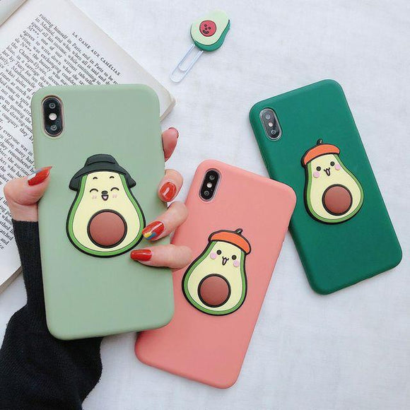 Cartoon Cute Avocado Phone Case Back Cover - iPhone 11 Pro Max/11 Pro/11/XS Max/XR/XS/X/8 Plus/8/7 Plus/7 - halloladies