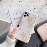 Simple Flower Marble White Phone Case Back Cover - iPhone 11 Pro Max/11 Pro/11/XS Max/XR/XS/X/8 Plus/8/7 Plus/7 - halloladies