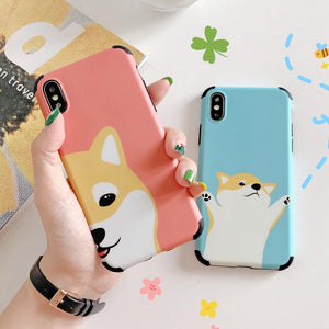 Cartoon Shiba Inu Dog Phone Case Back Cover - iPhone 11/11 Pro/11 Pro Max/XS Max/XR/XS/X/8 Plus/8/7 Plus/7 - halloladies