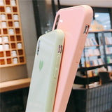 Candy Contrast Color Love Heart Tempered Glass Phone Case Back Cover - iPhone 11/11 Pro/11 Pro Max/XS Max/XR/XS/X/8 Plus/8/7 Plus/7 - halloladies